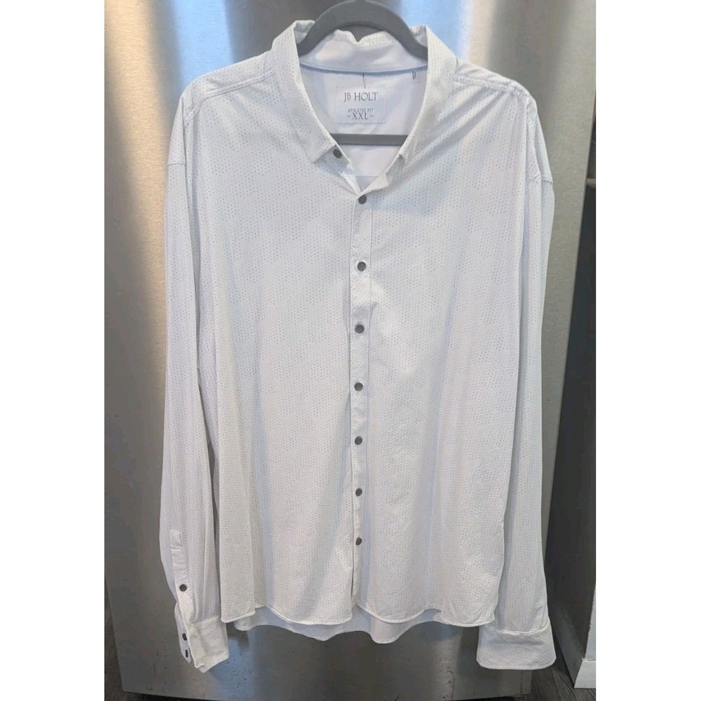 J.B. Holt Shirt‎ XXL Athletic Fit Geometric White Button Up Long Sleeve